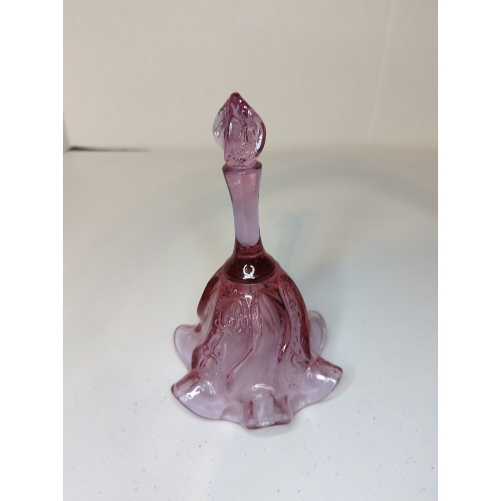 Vintage Fenton Art Glass Temple Dusty Rose Cabbage Bell Ruffled Base W/ Sticker - Picture 6 of 9